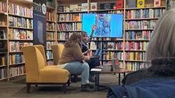 Author Julie Heffernan speaks at an event Jan. 22, 2025, at Morgenstern's Bookstore and Cafe in Bloomington. Heffernan discussed her new graphic novel "Babe in the Woods, or the Art of Getting Lost" at the event Wednesday. Photo by Arnaav Anand